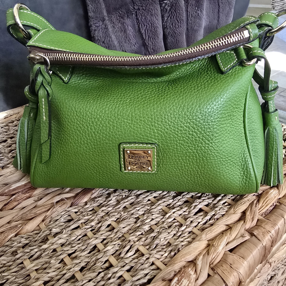 Dooney & Bourke Lime/Grass Green Pebbled Leather Small Satchel Shoulder Bag
